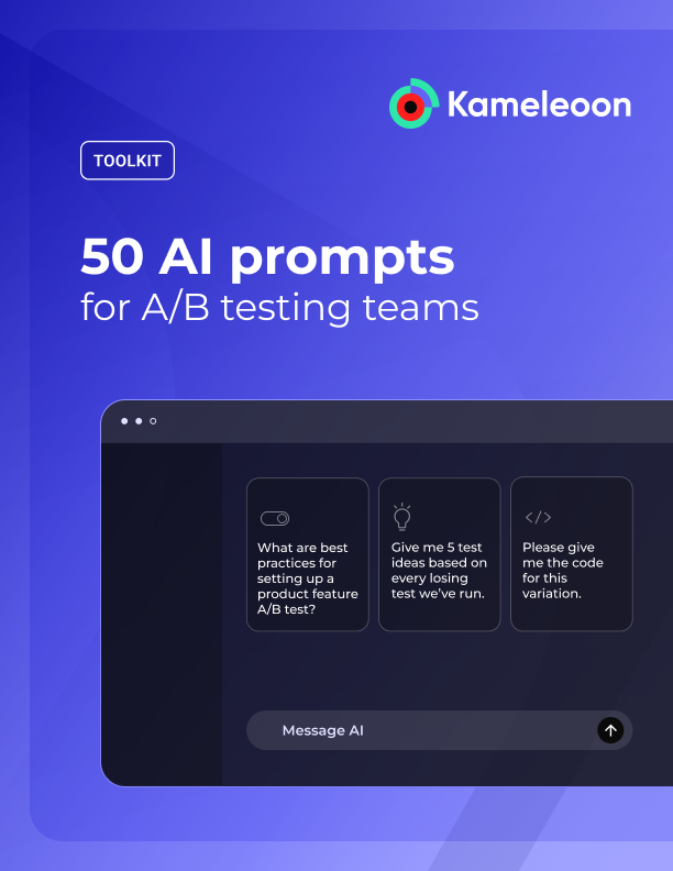 kameleoon toolkit cover - 50 ai prompts for ab testing teams